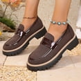 thumbnail image 3 of Suede Loafers for Women Platform Chunky Penny Loafers Lug Sole Comfortable Slip On Work Office Business Casual Dress Shoes Brown Size 9, 3 of 5