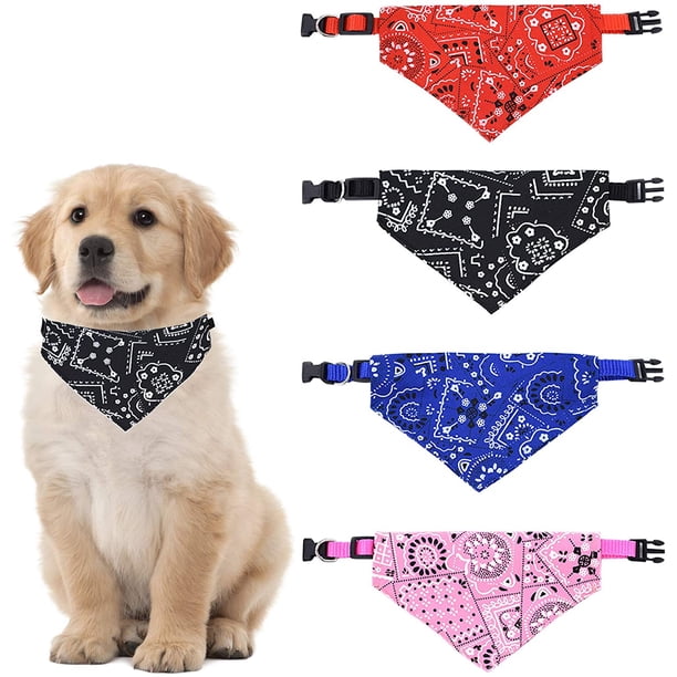 Juego de 4 collares tipo bandana para perros con hebilla ajustable - Para perros y gatos pequeños - Talla L