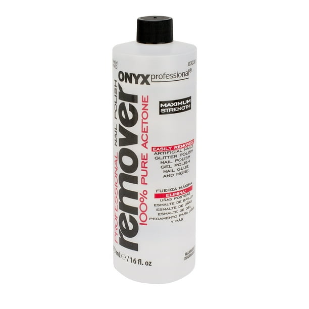 Onyx Professional 100% Pure Acetone Maximum Strength Nail Polish Remover  Bottle, 16 fl oz 