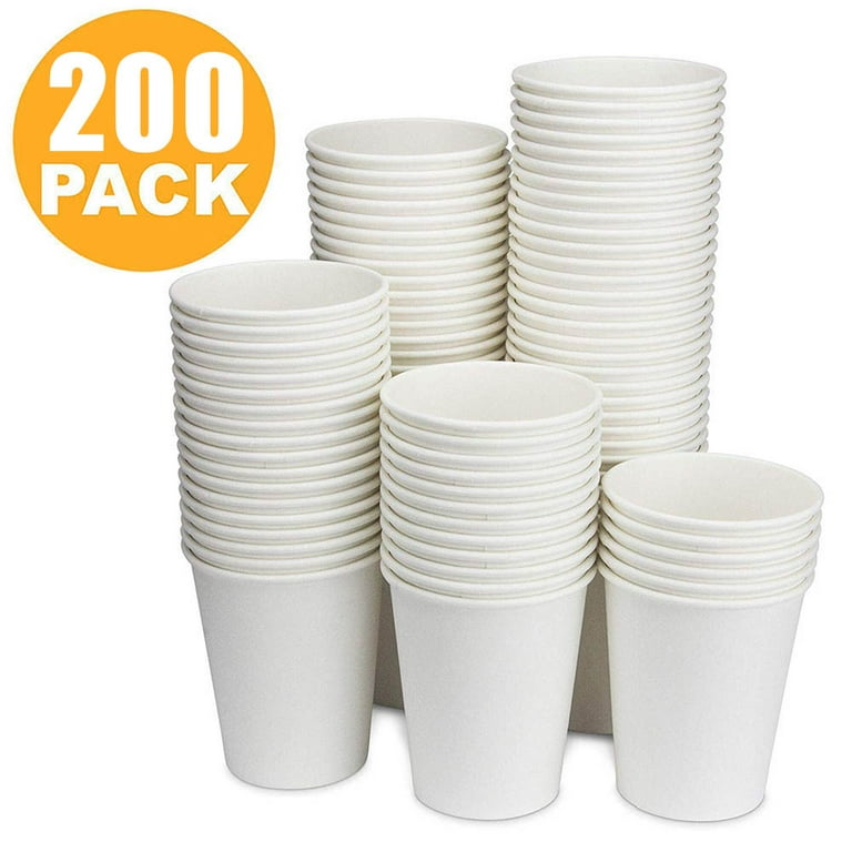 200Pcs White Paper Cups, 7oz Small Disposable Bathroom, Espresso