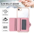 thumbnail image 3 of For iPhone 7 / 8 / SE 2022 & 2020 Marble Patterned Case with Card Holder, Back Folio Kickstand PU Leather + Soft Crystal Bumper Edge, Magnetic Clasp Back Cover,Lightpurple, 3 of 6
