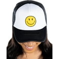 thumbnail image 4 of Funky Junque Foam Snapback Trucker Hat - Black & White Hat/Yellow Smiley, 4 of 5