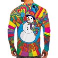 thumbnail image 2 of FOCUSNORM Men Christmas T-shirt Long Sleeve T-shirt Crew Neck Santa Claus Snowman Print Slim Fit Streetwear, 2 of 5
