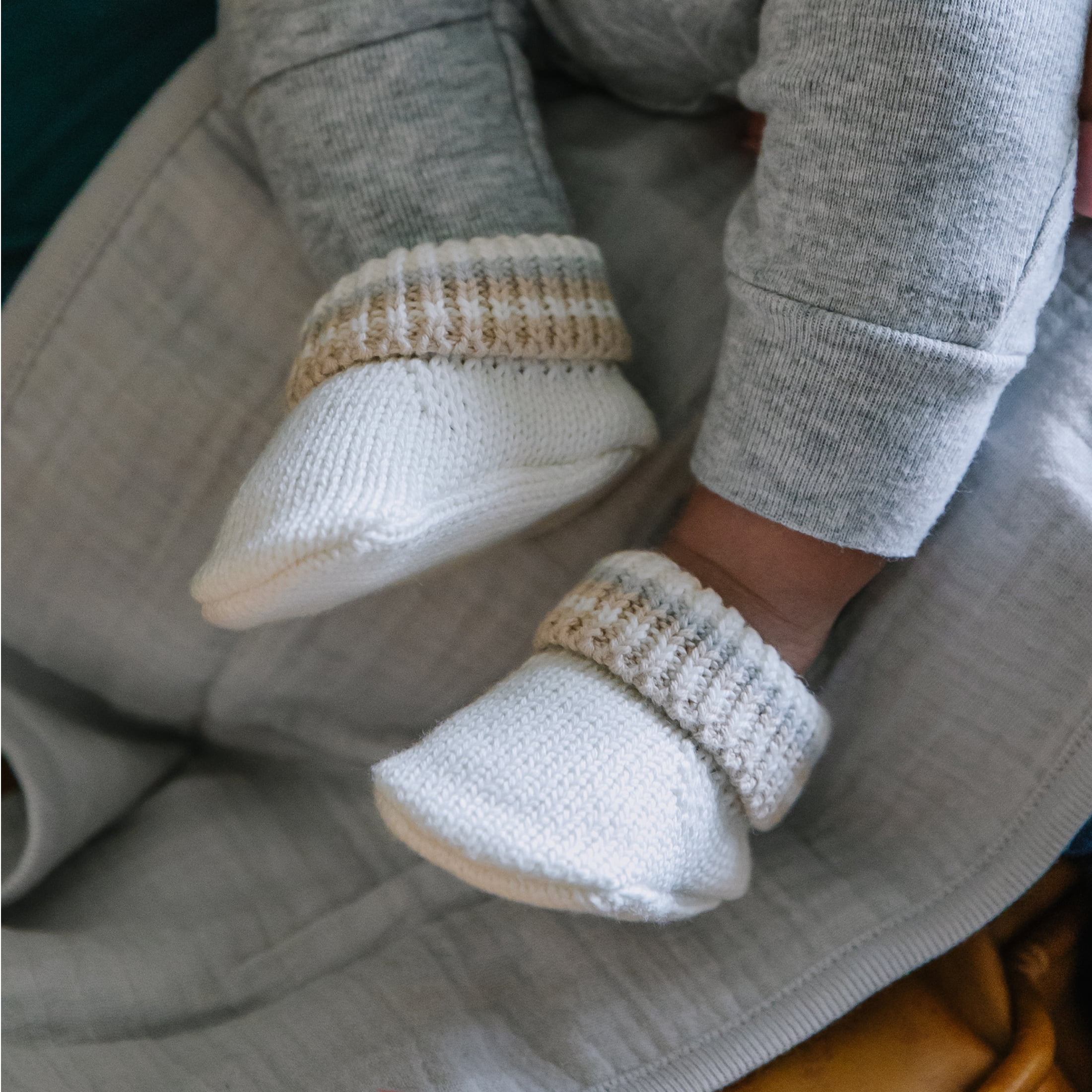 Carter's Child of Mine Infant Knit Slippers, Newborn Booties, White