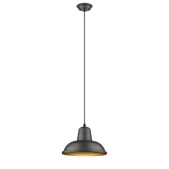 Ironclad Industrial-Style 1 Light Rubbed Bronze Ceiling Mini Pendant - 10 in.