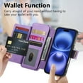 thumbnail image 2 of for iPhone 14 Pro Max Detachable Wallet Case with Card Holder, 2 in 1 PU Leather Flip Folio Case with RFID Blocking Magnetic Stand Removable Shockproof Phone Cover with Ring Holder, Purple, 2 of 11