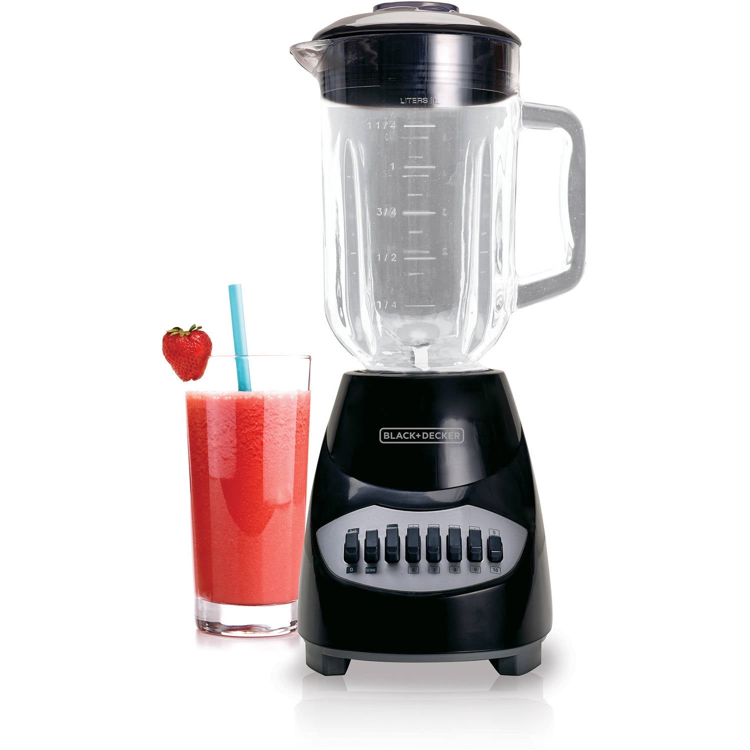 BLACK+DECKER 10-Speed Countertop Blender, BL2010BG, 6-Cup Glass Jar, Dishwasher-Safe, Stainless Steel Blade, Suction Feet