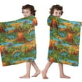 thumbnail image 4 of Colorful Dinosaurs River Volcanoes Pattern Hooded Bath Towel，50"x30" for Ages 3 To 12 Kids, Quick Dry Lightweight Soft Microfiber Hood Beach Towel Cover Up for Kids, 4 of 7
