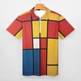 thumbnail image 3 of Mondrian Inspired（6） Men Zipper T-shirt Summer Casual Short Sleeve T-shirt Top, 3 of 7