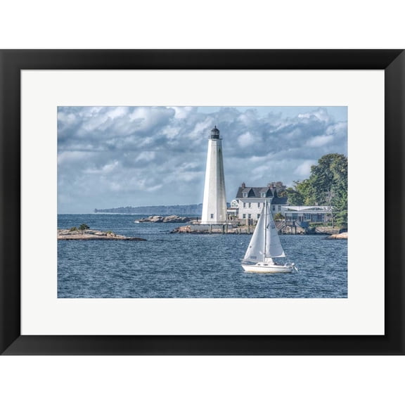Great Art Now New London Harbor Lighthouse by Pat DeLuca, Framed Wall Art, 24.75W x 18.75H