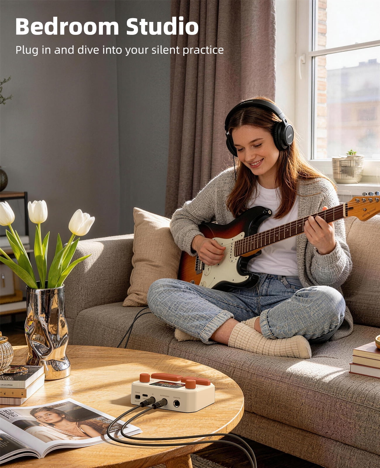 LEKATO Mini Guitar Amp 5W Rechargeable Electric Guitar Amplifier Clean&Overdrive Effects Bluetooth Guitar Amp Portable for Daily Practice