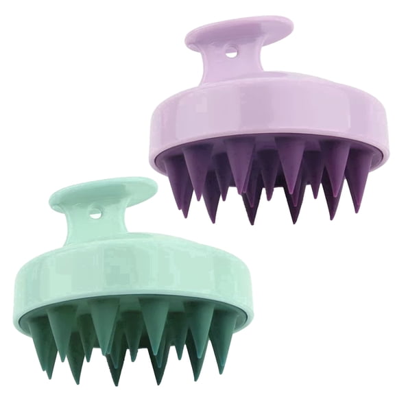 ReLuien 2-Pack Silicone Scalp Massage Brushes, Soft Hair Care Tools in Purple , Green