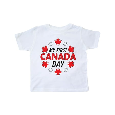 

Inktastic My First Canada Day with Red and White Maple Leaves Gift Toddler Boy or Toddler Girl T-Shirt