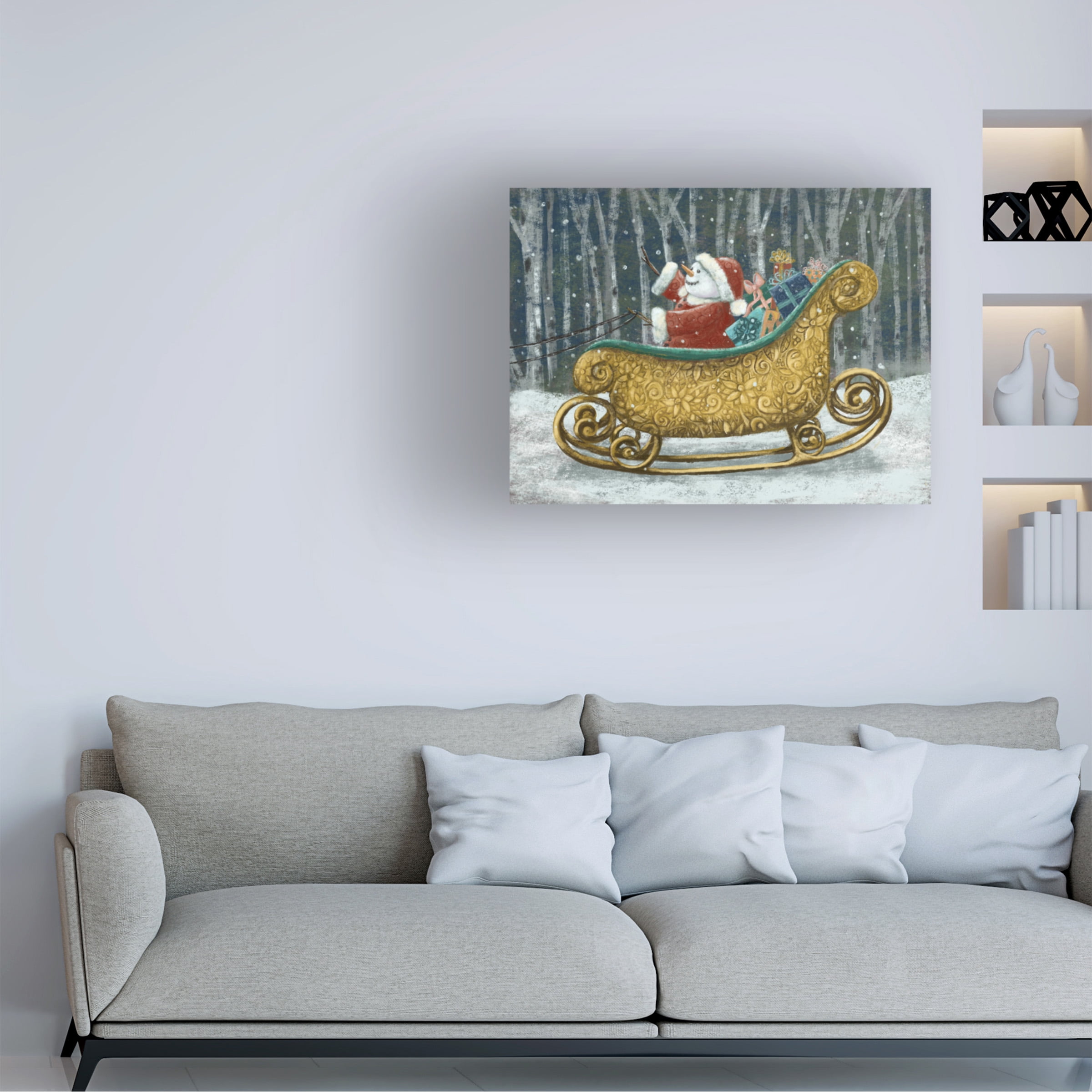 Christine Rotolo 'Snowman Santa In Sleigh' Canvas Art