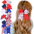 thumbnail image 6 of Wxirdiow 4th of July Hair Bows for Girls Kids Girls Independence Day Hair Bow Clips Red White Blue Curly Ribbon Hair Clips for Girls C Size,One Size, 6 of 8