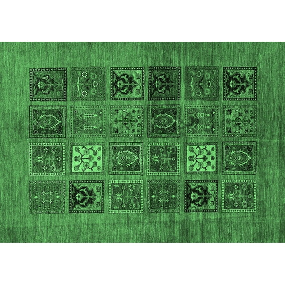 Ahgly Company Indoor Rectangle Abstract Emerald Green Modern Area Rugs, 4' x 6'