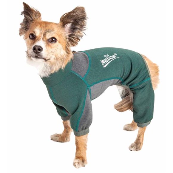 Dog Helios YGHL8GNXL Rufflex 4-Way-Stretch Breathable Full Bodied Performance Dog Warmup Track Suit - Green & Grey, Extra Large