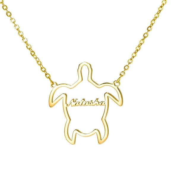 Name Customized Necklace Personalized Stainless Steel Name Necklace with Turtle Choker Jewelry for Wome