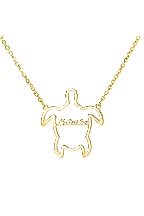 Name Customized Necklace Personalized Stainless Steel Name Necklace with Turtle Choker Jewelry for Wome