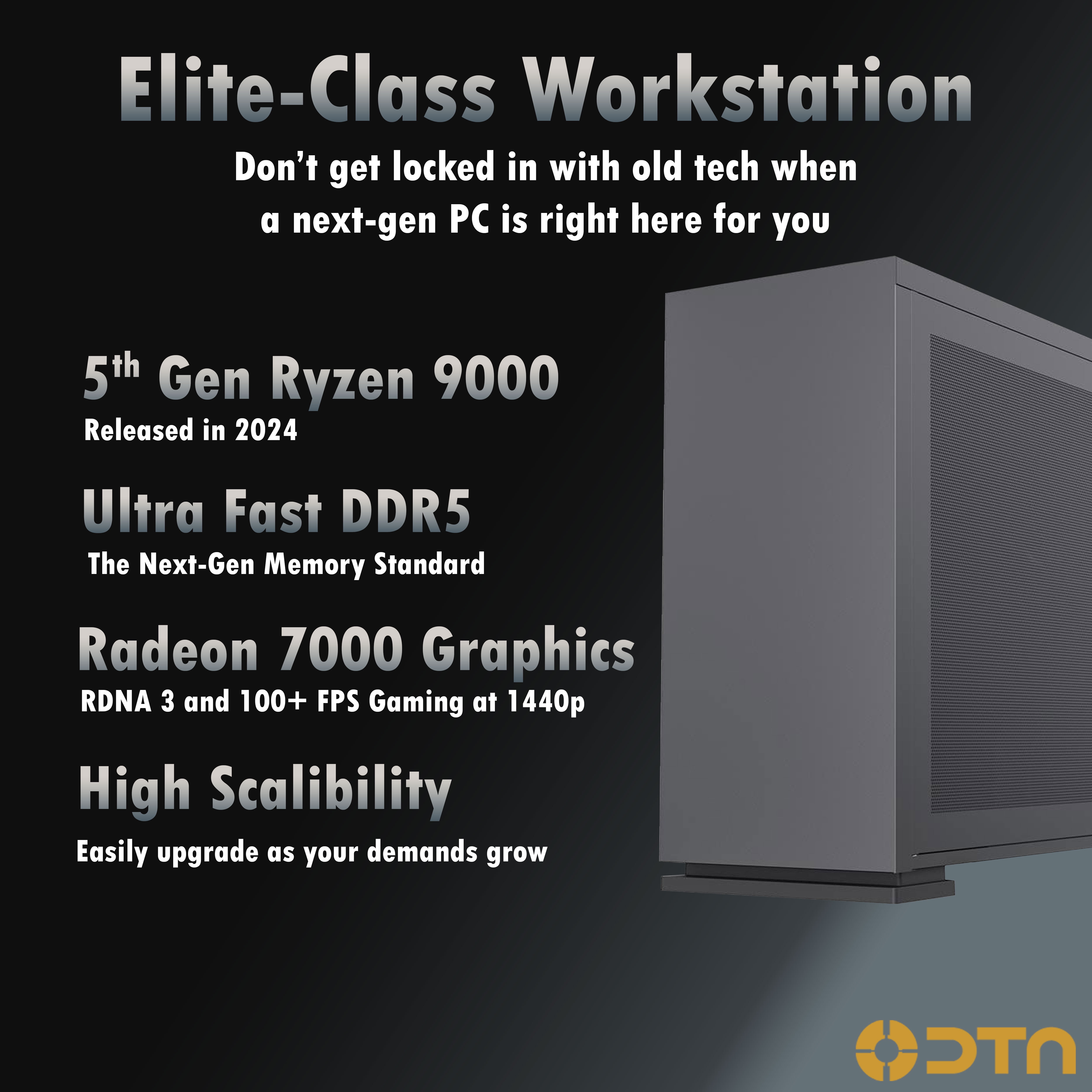 DTA Computers Ryzen 9 64GB DDR5 Ram RX 7800 XT 2TB NVMe SSD Fusion FX Prebuilt Gaming PC Windows 11 Pro