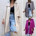 thumbnail image 2 of Fall Spring Women Coat Irregular Hem Loose Open Stitch Solid Color Dolman Sleeve Poncho Turn-down Collar Cardigan Dating Commuting Cape Jacket, 2 of 7