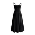 thumbnail image 2 of Sentmoon Birthday Dress Summer 2026 Delightful Solid Color Party Dresses for Women Stretchy Regular Fit Spaghetti Strap for Work and Office Black L, 2 of 5