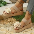 thumbnail image 6 of Mostsola Sandals for Women Casual Open Toe Flower Wedges Heels Summer Dressy Slip on Beach Shoes, 6 of 8