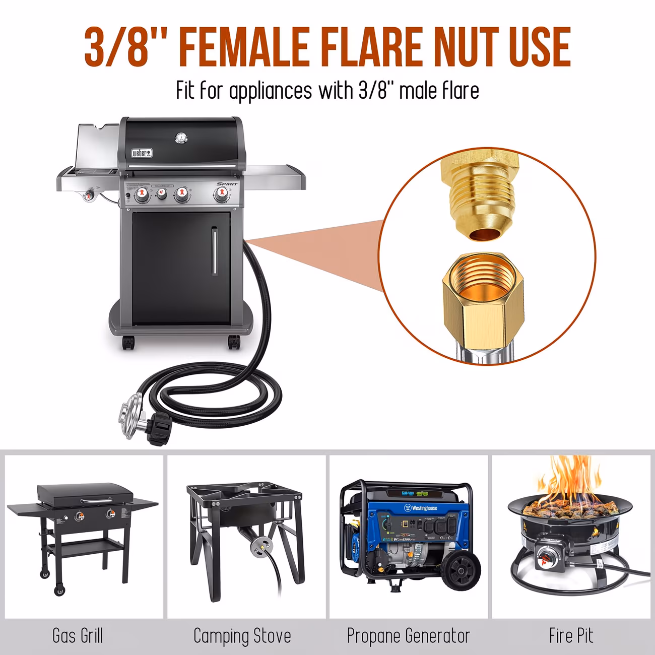 Natural Gas to Propane Conversion Kit for Weber Genesis Weber Spirit II 310/315 Includes 5FT Propane Regulator Hose for Weber Grills