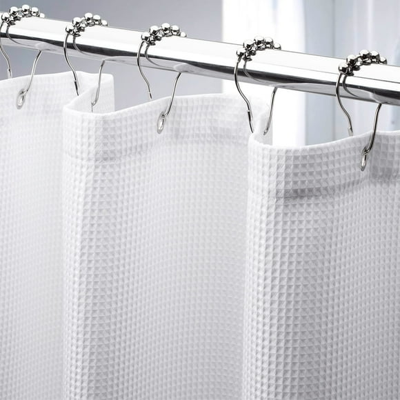 Cortina de ducha AmazerBath White Waffle, 90 x 180 cm, poliéster