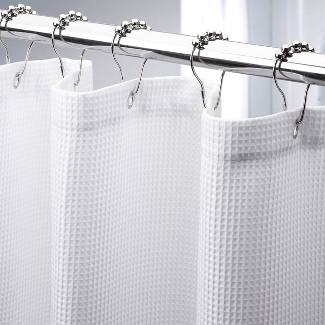 Cortina de ducha AmazerBath White Waffle, 90 x 180 cm, poliéster