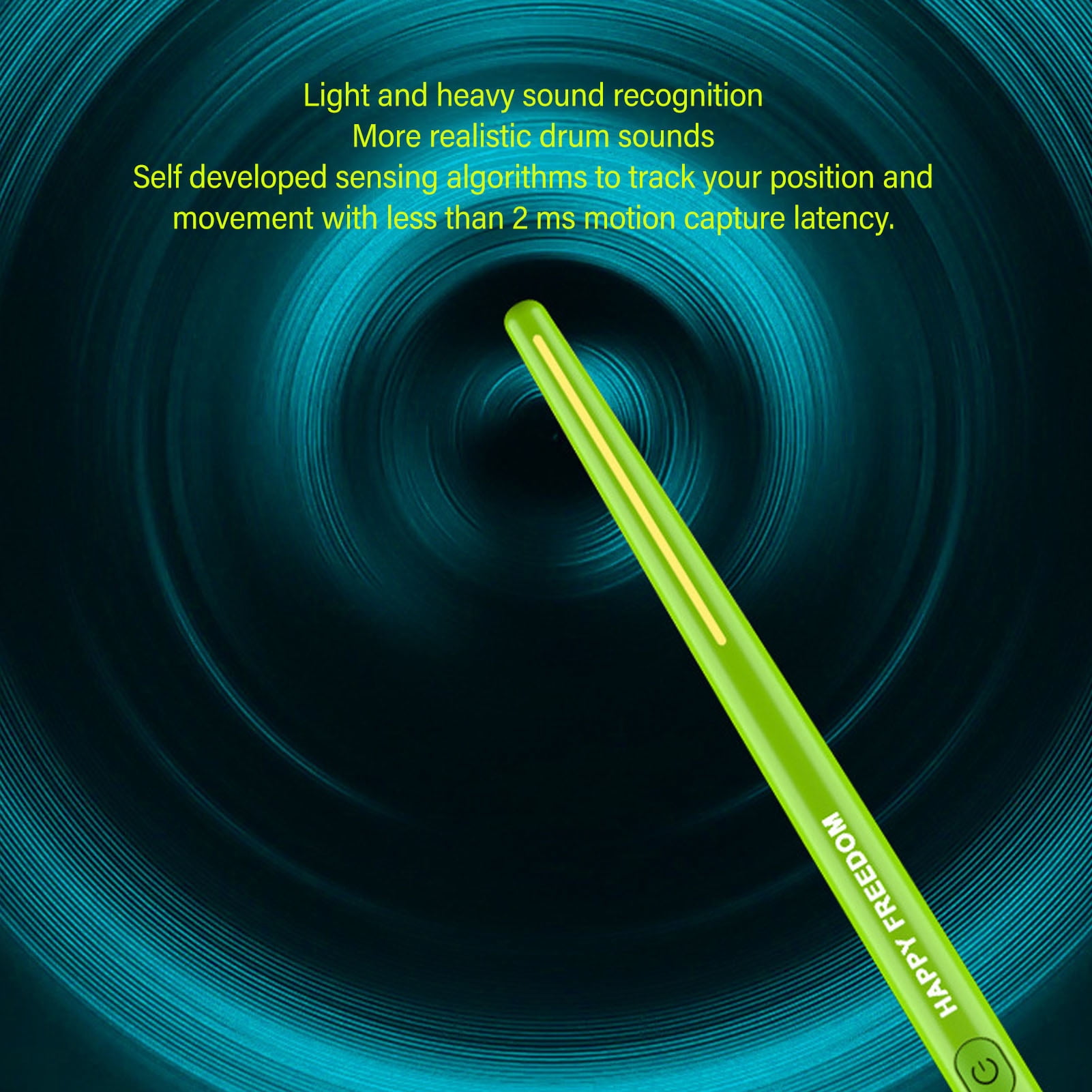 Riousery Portable Electronic Air Drum Set Motion Sensing Recognition Compact Virtual Drum Sticks for Children Adult Beginners Gifts Green 14.17 in / 36 cm