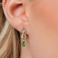 thumbnail image 3 of Gem Stone King 925 Silver and 10K Yellow Gold Green Tourmaline and Lab Grown Diamond Dangle Earrings for Women | 1.06 Cttw | Gemstone October Birthstone | Oval 6X4MM, 3 of 6