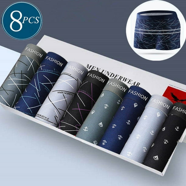 8 Piezas En 1 : Calzoncillos Para Hombre , Ropa Interior Transpirable De Seda De Hielopangjing