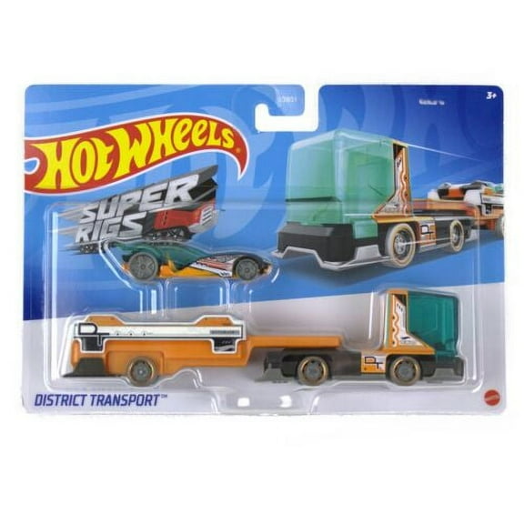 Mattel - Hot Wheels Super Rigs Die-Cast Vehicle - DISTRICT TRANSPORT (GRT98)
