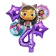 thumbnail image 5 of Gabby casa de muñecas Globos metálicos de dibujos animados para niñas, suministros de decoración para fiesta de cumpleaños, Baby Shower, regalo（6pcs28 1Set, 5 of 5