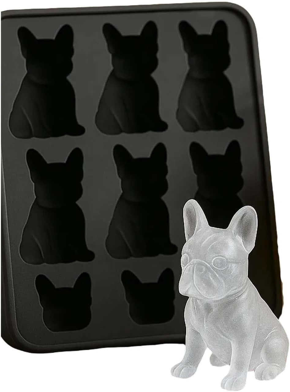 3D Dog Ice Cube Mold, Freezer Safe Ice Cube Maker for Summer Drinks,6 Cavity Dog Shape Cube Mold, Molds with Homemade Drink Decoration for Bulldog Lover,Whiskey Party Drinks