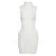 thumbnail image 2 of VISgogo - Vestido ajustado de verano para mujer, color sólido, sin mangas, cuello alto, vestido de vendaje hueco VISgogo moda, 2 of 4