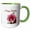 Green/White, variant on 3drose, Happy Birthday Pink Hollyhock Malva Flower Floral Design, 11oz Two-tone Black Mug