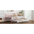 thumbnail image 5 of Day Bed with Pull Out Trundle,Twin Daybed with Trundle, Twin Size Mattress Foundation with Metal Slats Support for Living Room, Bedroom and Guest Room, 5 of 8