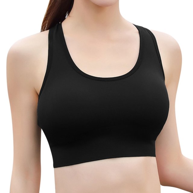 Gibobby Sujetadores de mujer con cuerda a de golpes para correr Fitness ropa interior de tamaño Brasier deportivo para mujer(Negro,G)