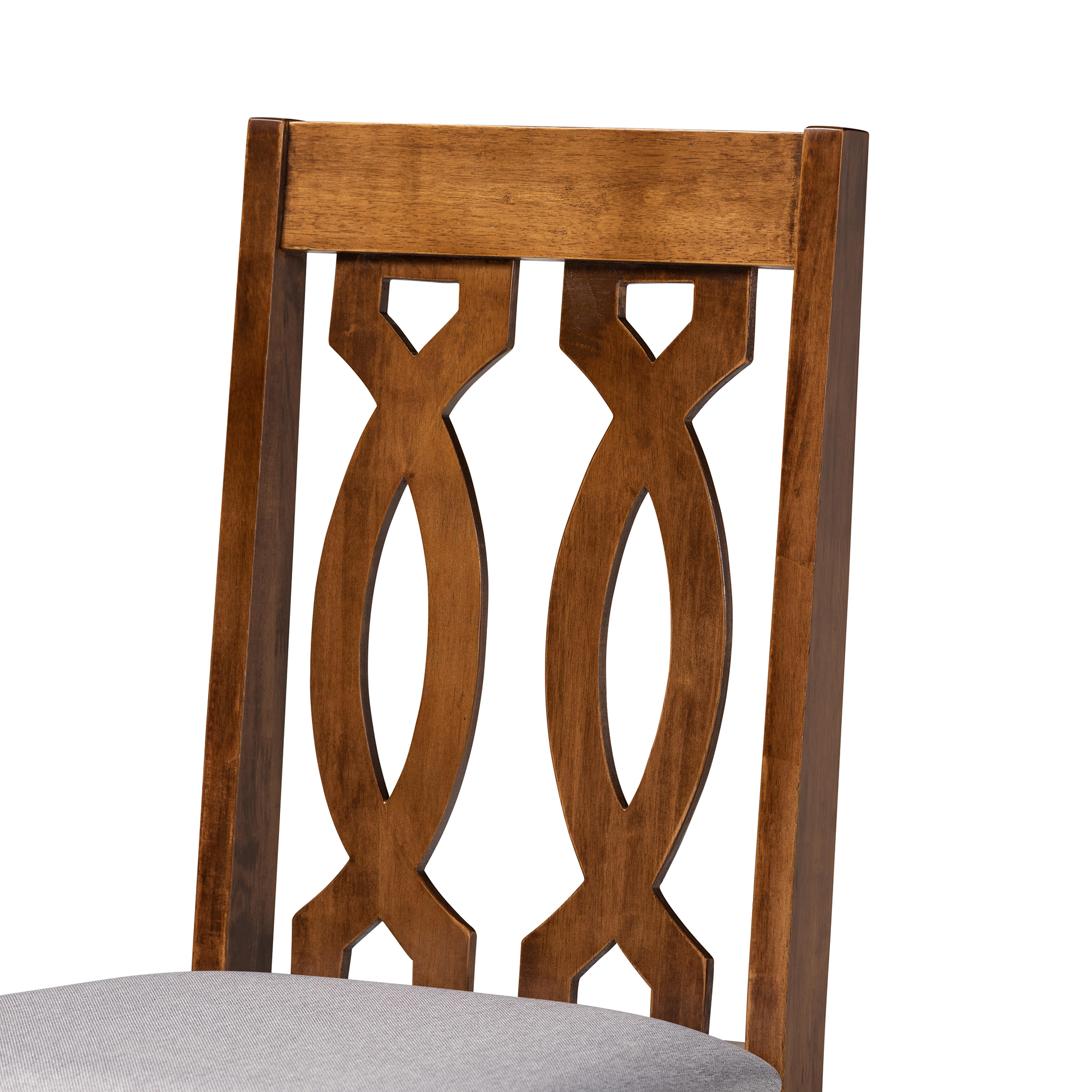 Baxton Studio Cherese Modern and Contemporary Grey Fabric Upholstered Walnut Brown Finished 4-Piece Wood Dining Chair Set