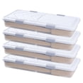thumbnail image 1 of KFFKFF Under Bed Storage with Wheels, 31.7 x 15.6 x 6.9 inch Underbed Containers, Underbed Shoes Organizer with Lid & Gray Latch, Rolling Under the Bed Storage Bins for Clothes Shoes Blankets, 4 Pack, 1 of 9