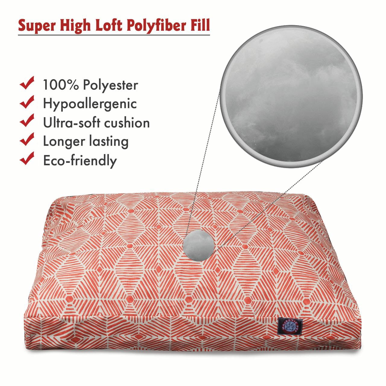 Majestic Pet | Charlie Rectangle Pet Bed For Dogs, Removable Cover, Salmon, Large