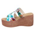 thumbnail image 1 of Bmisegm Ladies Summer Casual Printed Leather Hollow Out Slope Heel Beach Thick Bottom Large Size Sandals Slippers Womens Sandals Summer White 9, 1 of 9