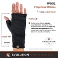 thumbnail image 3 of Wool Knit Fingerless Mittens - Super Soft Merino Wool - Made in the USA - Black, 3 of 6