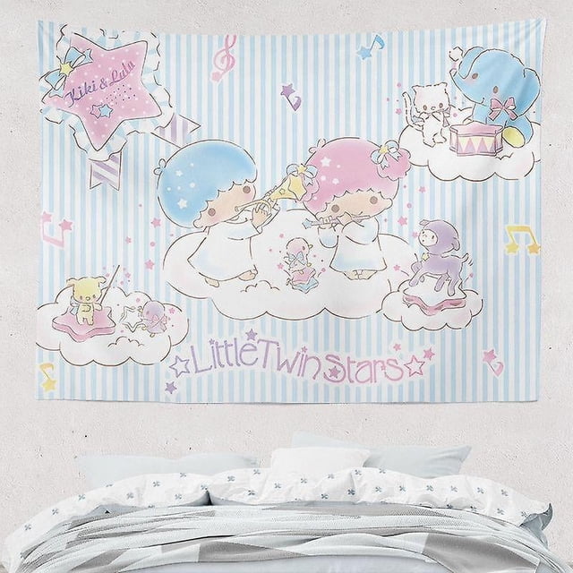 Decoración de pared Kawaii Sanrios Kitty Kuromi My Melody Cinnamoroll dibujos animados lindo fondo de habitación póster de tela pared regalo para niña
