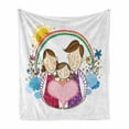 thumbnail image 1 of Happy Cartoon Soft Flannel Fleece Blanket, Illustration of a Family with the Rainbow and Sun on the Backdrop Love Theme, Cozy Plush for Indoor and Outdoor Use, 60" x 80", Multicolor, by Ambesonne, 1 of 5