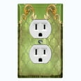thumbnail image 1 of Metal Light Switch Plate Cover Elegant Green Honeycomb Frame Damask DAM067, 1 of 13