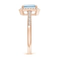 thumbnail image 3 of ANGARA Natural Emerald-Cut Aquamarine Engagement Ring with Diamond Halo in 14K Rose Gold for Women (Size-7x5mm) | March Birthstone, Anniversary, Jewelry Gift for Women | Natural Aquamarine Ring, 3 of 9