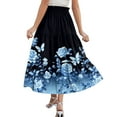 thumbnail image 4 of WTOBBY Vacation Style Floral Pleated Skirt Women's Drawstring High Waist Long Skirt Lightweight Summer Beach Skirt Tiered Flowy Boho Skirt with Elastic Waistband,Dark Blue XL, 4 of 4